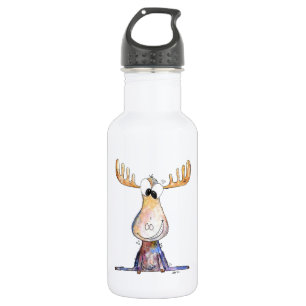 Cute Whimsical Moose Stainless Steel Water Bottle