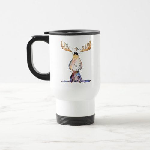 Cute Whimsical Moose Travel Mug