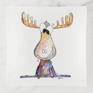 Cute Whimsical Moose Trinket Tray