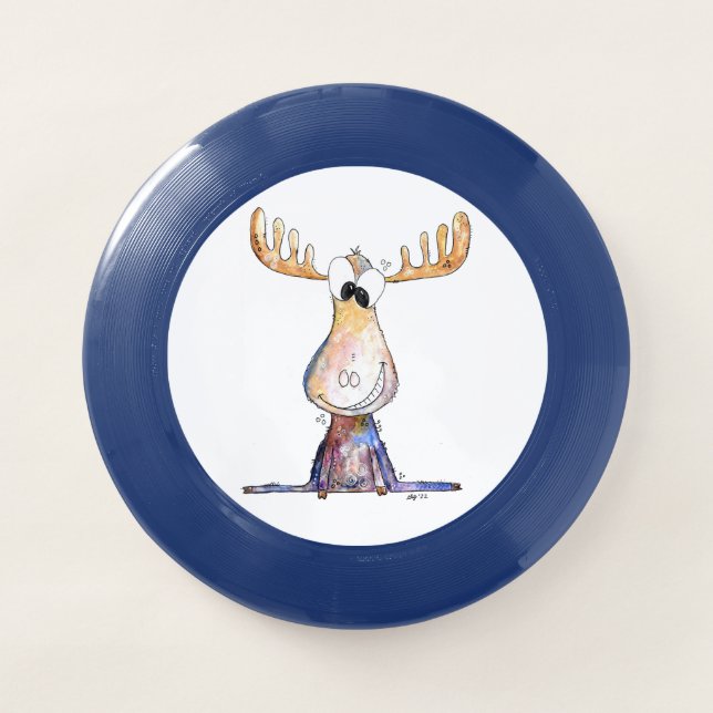 Cute Whimsical Moose Wham-O Frisbee (Front)