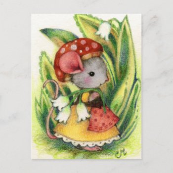 Cute Whimsical Mouse Fantasy Art Postcard by yarmalade at Zazzle