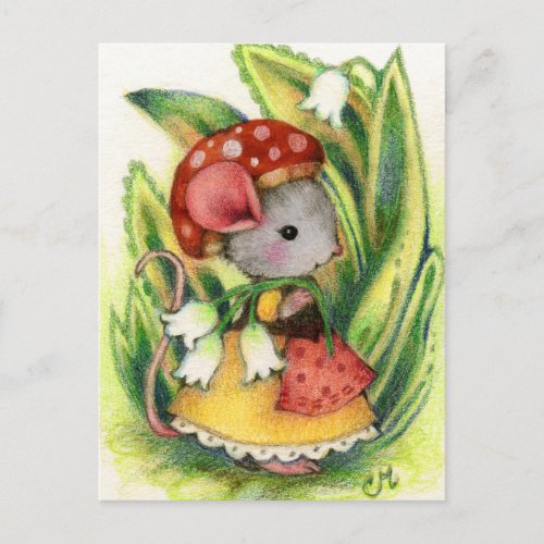 Cute Whimsical Mouse Fantasy Art Postcard