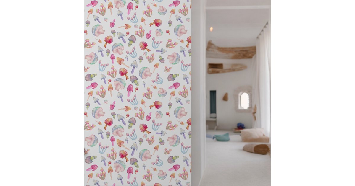 Cute Whimsical Mushrooms Illustration Pattern Wallpaper | Zazzle