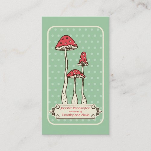 Cute whimsical mushrooms parent calling card