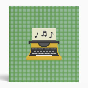 Cute Whimsical Music Note Typewriter 3 Ring Binder