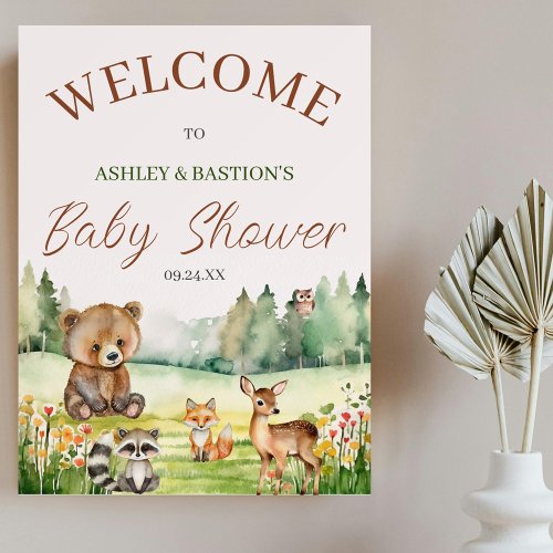 Cute Whimsical Neutral Woodland Animal Baby Shower Foam Board