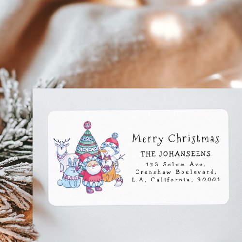 Cute Whimsical Nordic Doodle Christmas Address Label