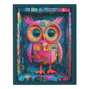 Cute Whimsical Owl Faux Canvas Print