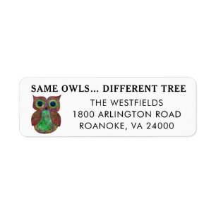 Cute Whimsical Owl New Home Return Address Label