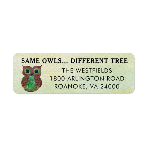 Cute Whimsical Owl New Home Return Address Label