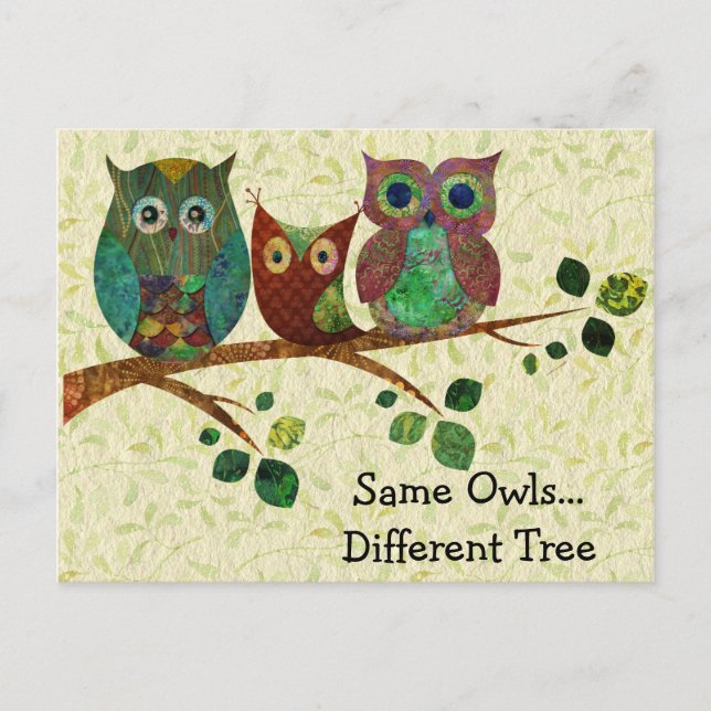 Cute Whimsical Owls Change of Address Announcement Postcard (Front)