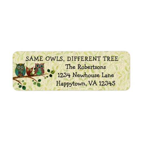 Cute Whimsical Owls New Home Return Address Label