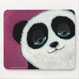 Cute Whimsical Panda Bear with Blue Eyes Mousepad