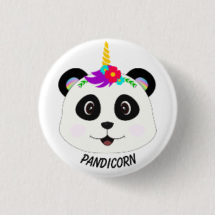 Cute Whimsical Panda Unicorn Pandicorn Button