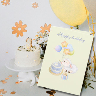 Cute whimsical Pastel Lamb Birthday Design Card