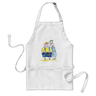 Cute Whimsical Pig and Cow Adult Apron