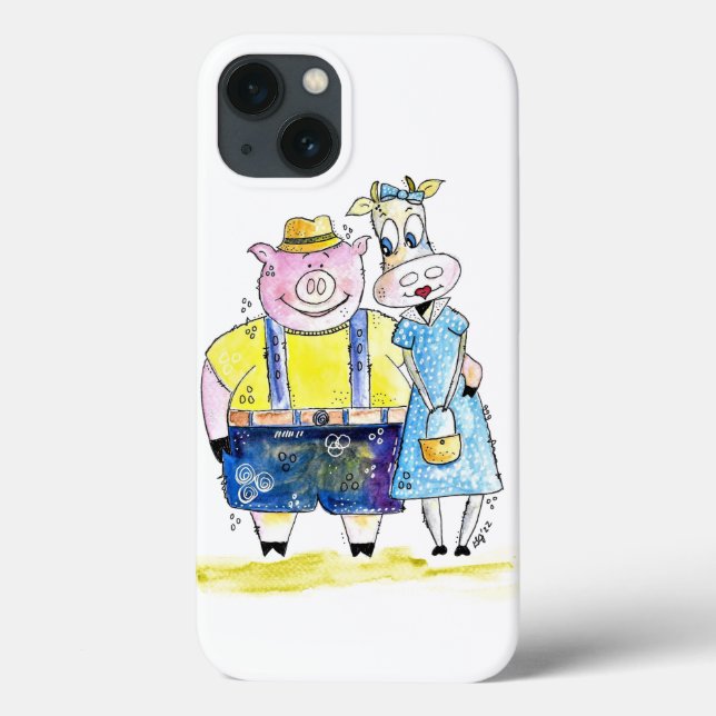 Cute Whimsical Pig and Cow Case-Mate iPhone Case (Back)