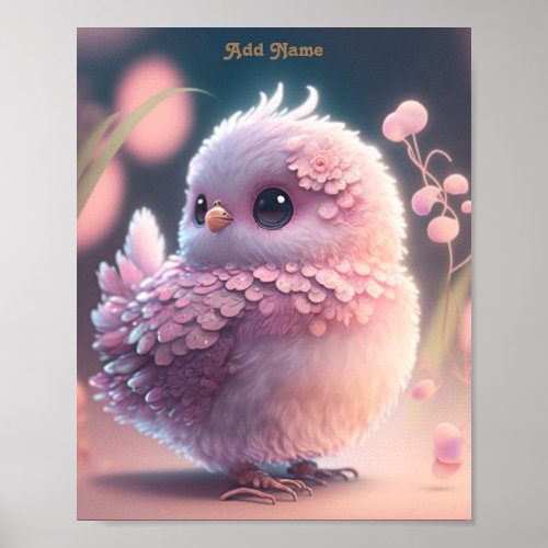 Cute Whimsical Pink Baby Owl Nursery Printable  Poster