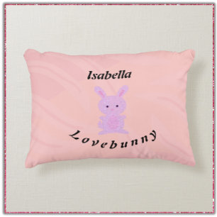 Cute Whimsical Pink Bunny Accent Pillow