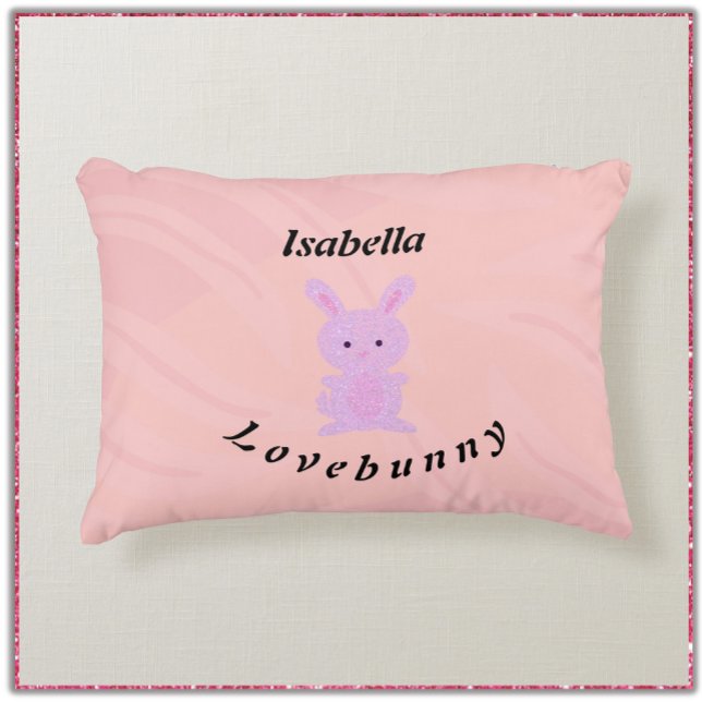 Cute Whimsical Pink Bunny  Accent Pillow (Creator Uploaded)