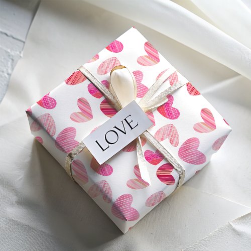 Cute Whimsical Pink Heart Pattern Wrapping Paper
