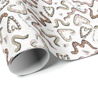 Cute & Whimsical Pink Heart Worm-ing Wishes Baby Wrapping Paper