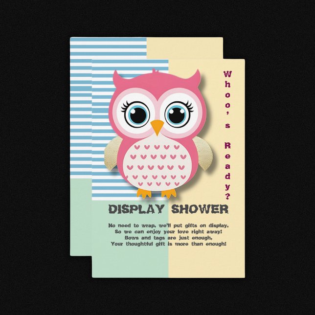 Cute Whimsical Pink Owl Baby Shower Enclosure Card (Creator Uploaded)