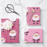 Cute whimsical Pink Santa Claus Christmas holiday Wrapping Paper Sheets