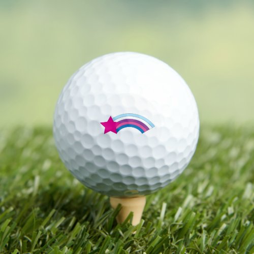 Cute Whimsical Pink Star Rainbow Golf Balls