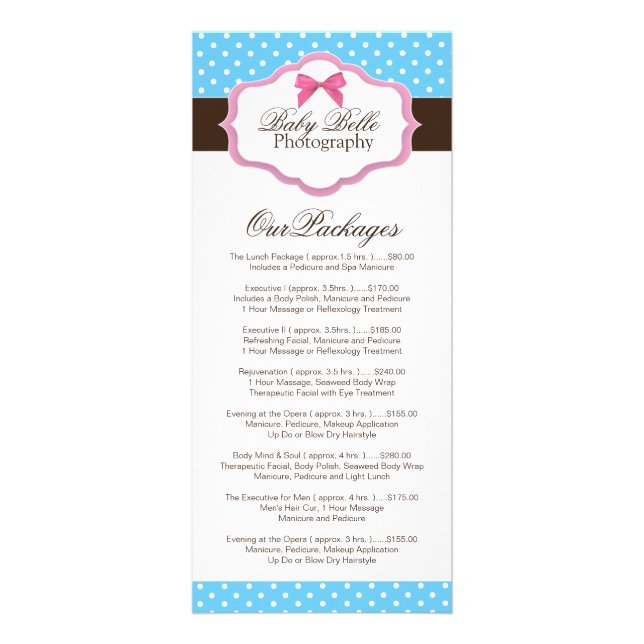 Cute Whimsical Polk a Dot Rack Card (Front)