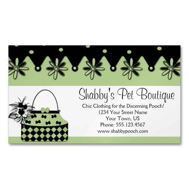 Cute Whimsical Pooch in Purse Pet Services Magnet (Front)
