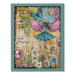 Cute Whimsical Positive Words/Dream Faux Canvas Print