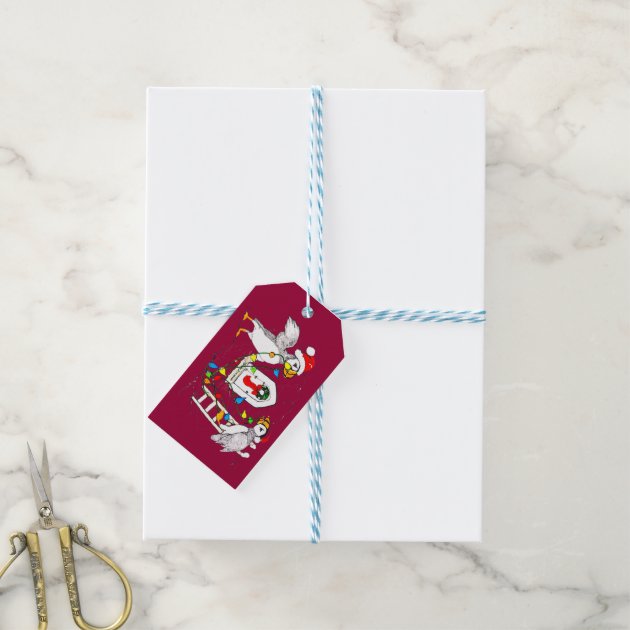 Cute Whimsical Puffins' Christmas Decorating Gift Tags