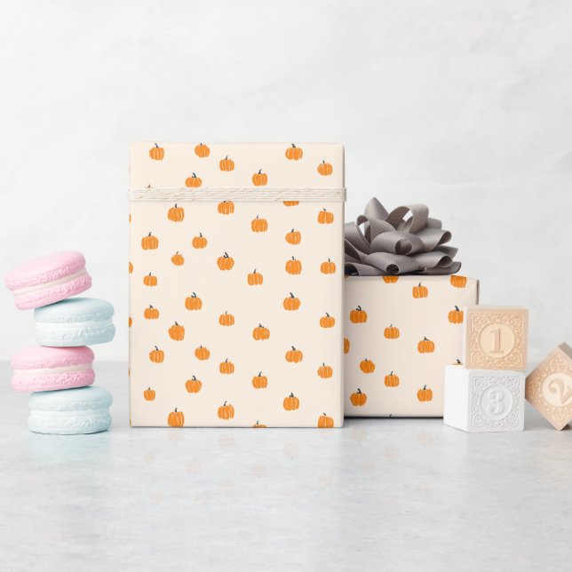 Cute Whimsical Pumpkins Fall Autumn Baby Birthday Wrapping Paper (Baby Shower)