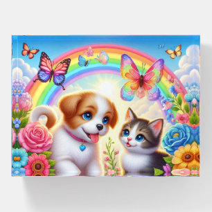 Cute/whimsical puppy/kitten rainbow paperweight