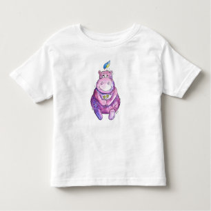 Cute Whimsical Purple Hippo Toddler T-shirt