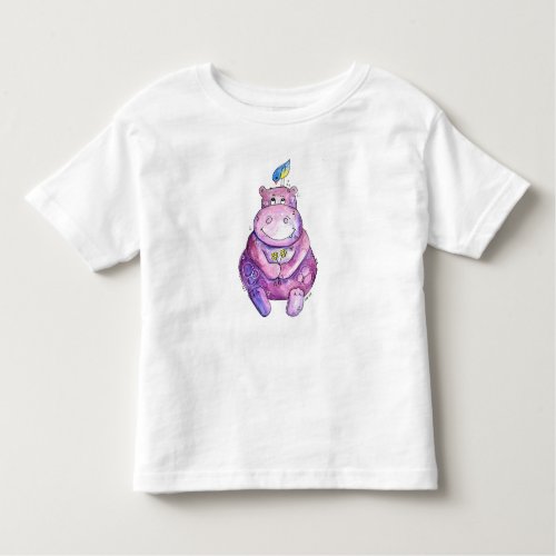 Cute Whimsical Purple Hippo Toddler T_shirt