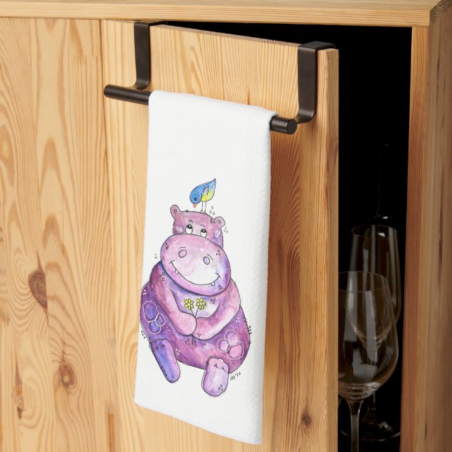 Cute Whimsical Purple Kitchen Towel (Thirds Fold)
