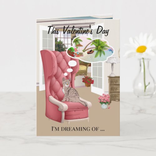 Cute Whimsical Quirky Valentine Cat Card