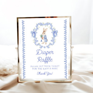 Cute Whimsical Rabbit Baby Shower Diaper Raffle Poster