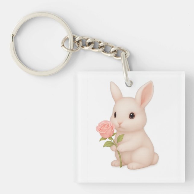  Cute & Whimsical Rabbit Charm Keychain (Front)