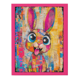 Cute Whimsical Rabbit Faux Canvas Print