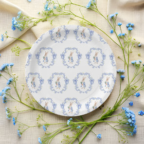 Cute Whimsical Rabbit Watercolor Baby Shower Paper Plates