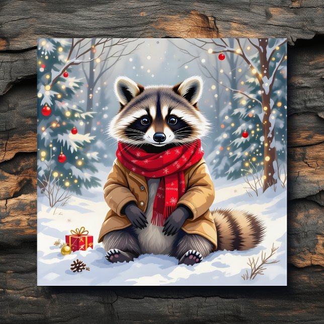 Cute Whimsical Raccoon Christmas   Acrylic Print (Creator Uploaded)