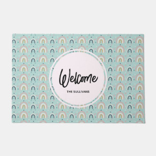 Cute Whimsical Rainbow Pattern Doormat