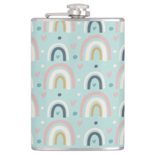 Cute Whimsical Rainbow Pattern Flask
