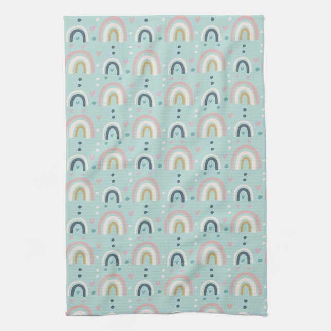 Cute Whimsical Rainbow Pattern Kitchen Towel (Vertical)