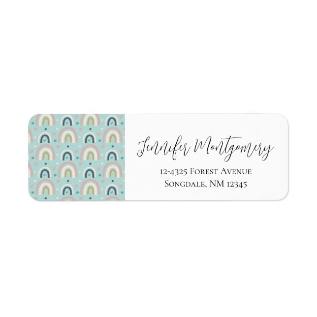  Cute Whimsical Rainbow Pattern Label (Front)