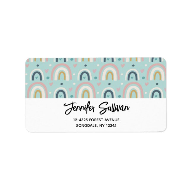 Cute Whimsical Rainbow Pattern Label (Front)