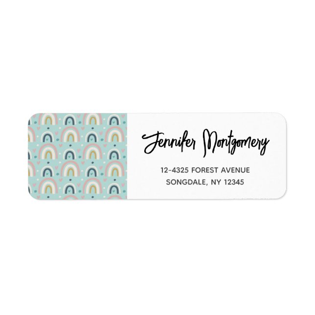  Cute Whimsical Rainbow Pattern Label (Front)